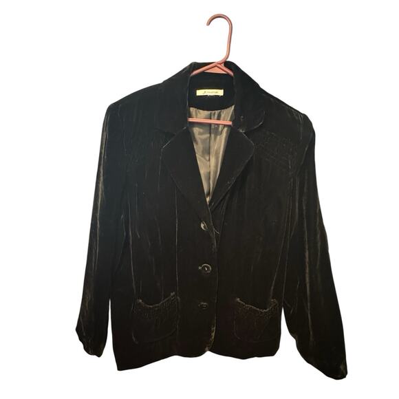 JM Collection Women’s M Long Sleeve Black Velvet Blazer Y2k Whimsigoth Witchy - Picture 6 of 9